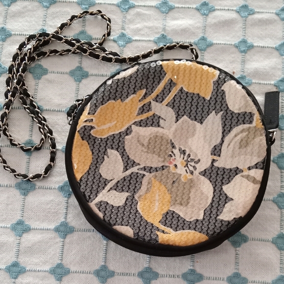 Vera Bradley Floral Sequin Round Crossbody Bag - Yellow & Cream - Picture 2 of 3